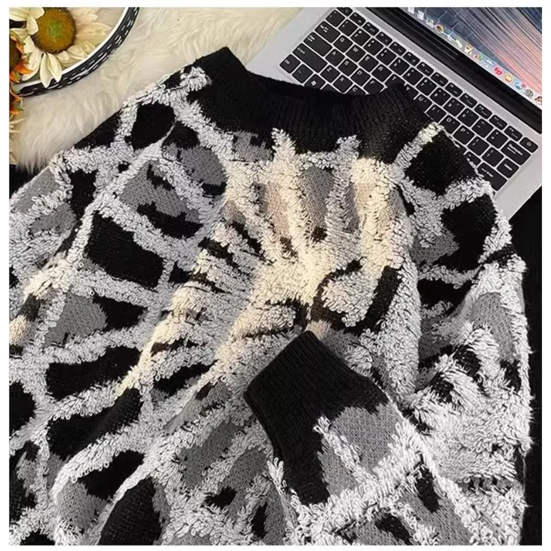 

Свободный крой, мужской трикотаж, круглый свитер Ne, осень-зима, большой размер 300, сумка, повседневный топ с узором паука