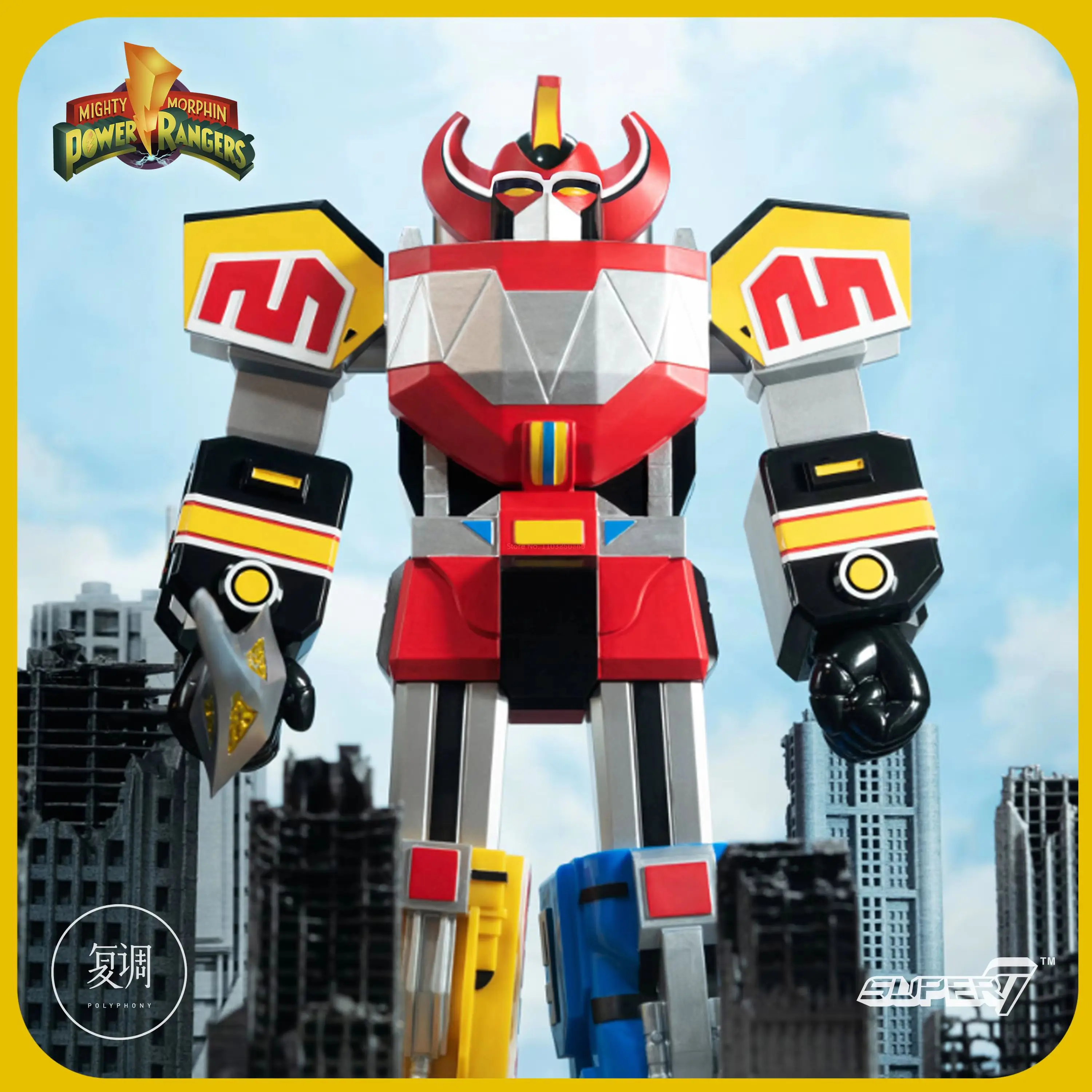 Disponibile Super7 Dinosaur Team Megazord Original Color Edition 11 pollici Action Figure Model Toys