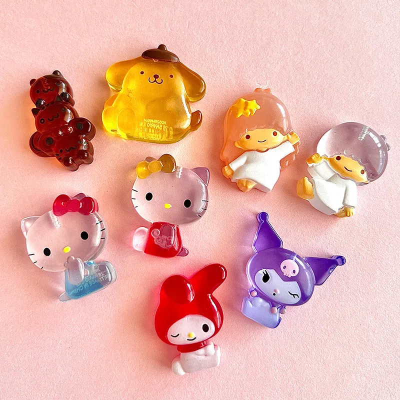 Sanrio Characters Drop Charm Keychain Cute Transparent Resin Bag Charm Kawaii Hello Kitty Kuromi Action Figure Collectible Gifts view 5