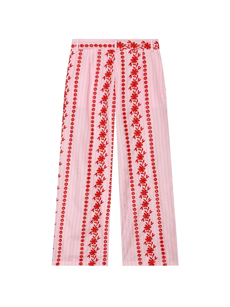 HH Women Summer Casual Floral Print Wide Leg Pants High Waist Loose Fit For Beach Vacation Holiday Party Daily Casual Wear