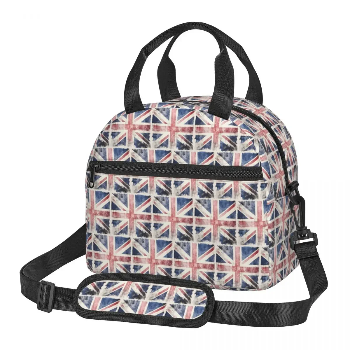 Watercolor Union Jack British Flag Print Insulated Lunch Bag for Women Kids Portable Food Boxes Thermal Lunch Box Tote