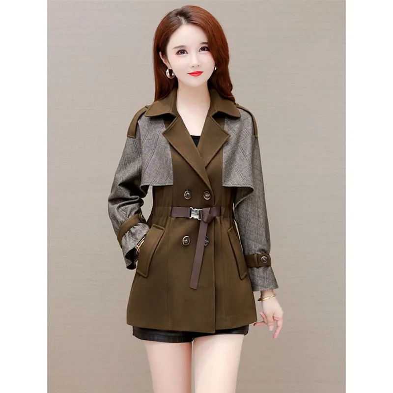 Loose Slim Korean Outdoor Women\'s Windbreaker With Lining Spring Autumn Trench Coat High End Outerwear Female Top ﻿
