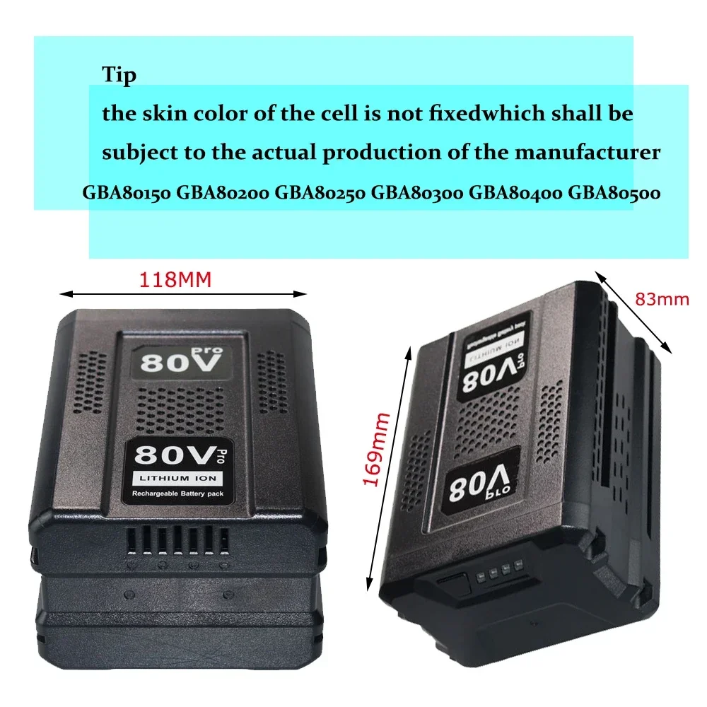 80V 6.0/8.0/10.0mAh Replacement Battery for Greenworks PRO  Li-Ion Battery GBA80150 GBA80150 GBA80200 GBA80250 GBA80300 GBA80400