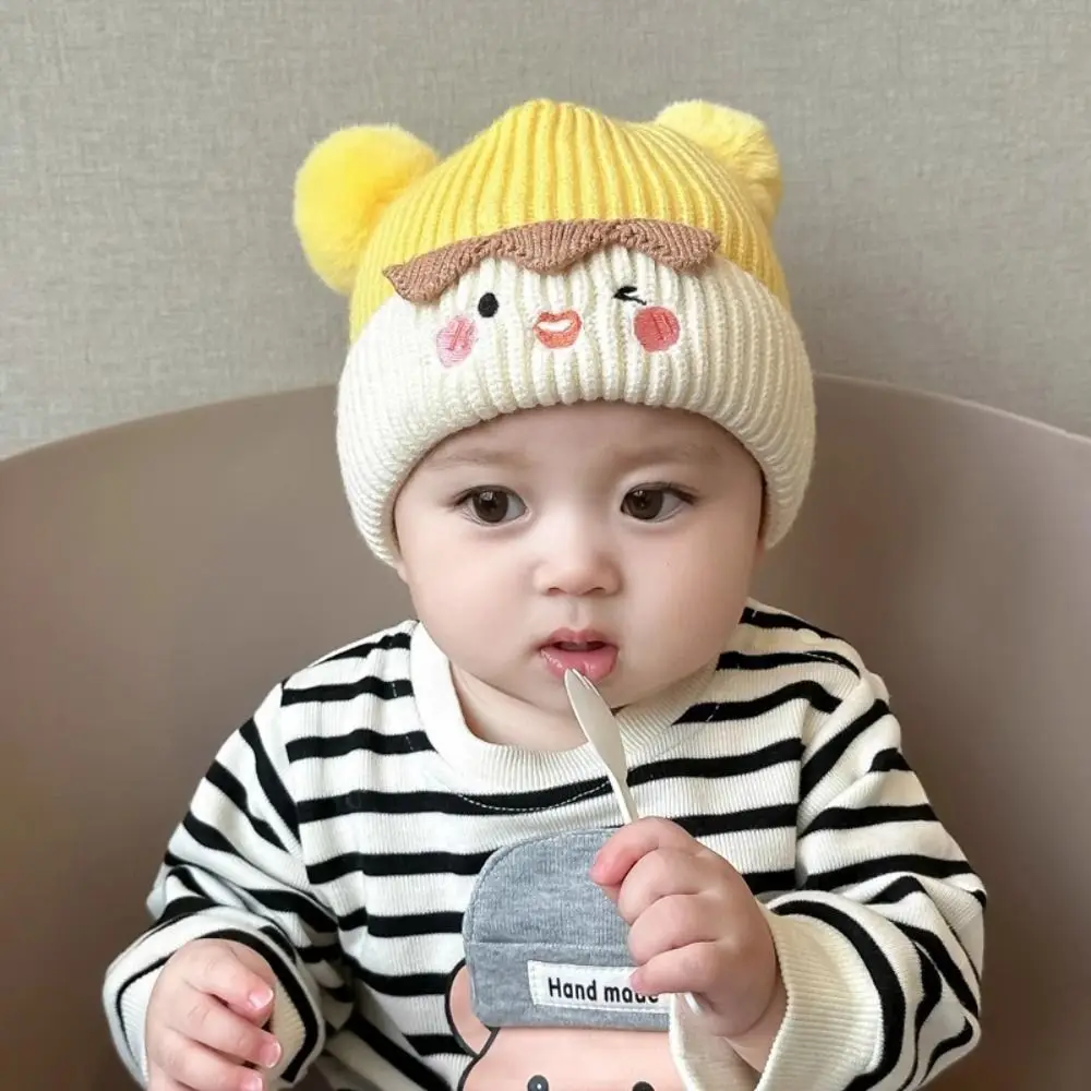 Fashion Cute Beanie Cap Knitted Autumn Winter Knitted Hat Thicken Cold Proof Pullover Hat