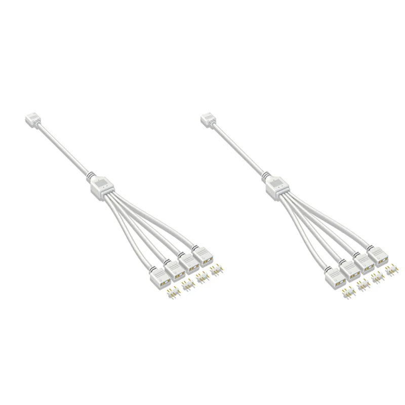 

2X 5V 3-Pin Extension Cable For Computer Motherboard 1 Point 4 Hub Cable Connection Extension ARGB Splitter, White