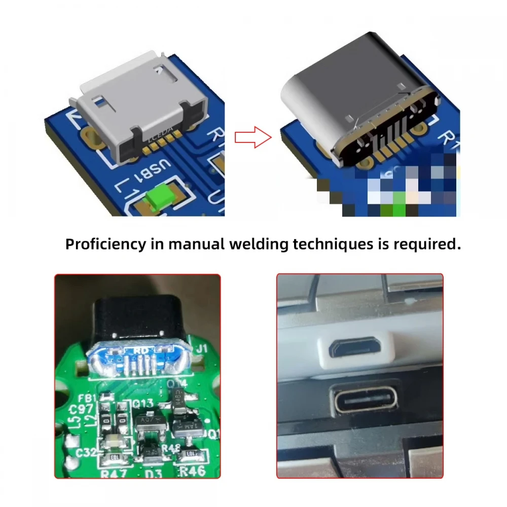 Złącze USB Typ C Żeńskie Gniazdo 5-Pinowe SMD SMT Port Ładowania Typu C Do Lutowania PCB Naprawa DIY Adapter — zdjęcie produktu 3