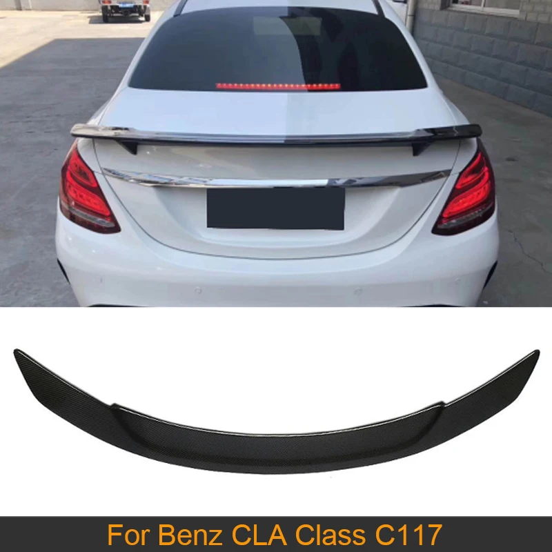 Carbon Fiber / Gloss Black Rear Wing Spoiler For Mercedes-Benz CLA Class C117 2014 - 2019 Car Rear Trunk Boot Lip Wing Spoiler