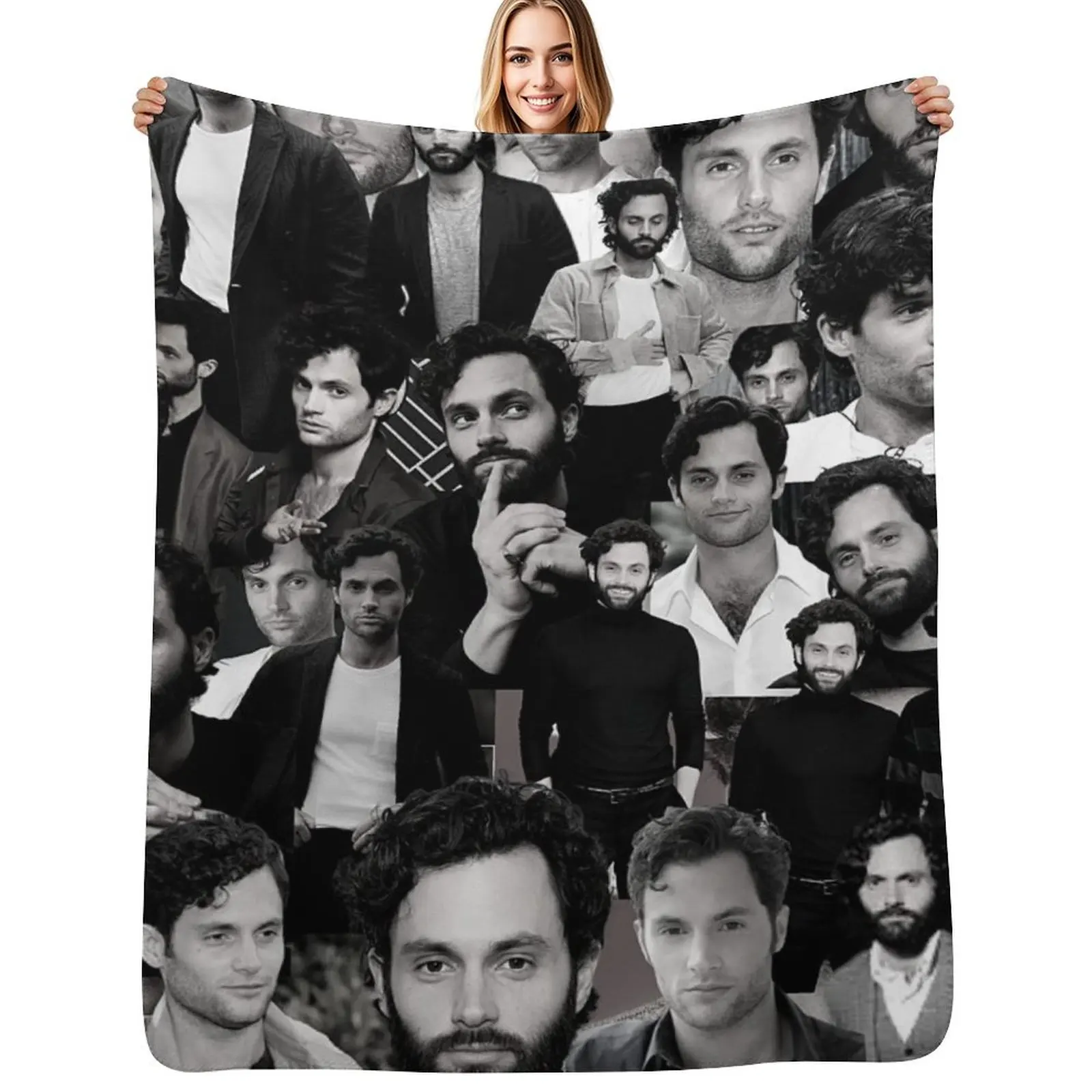 

Penn Badgley American actor Black and White Aesthetic Collage - 2 Throw Blanket christmas decoration Vintage Weighted Blanket