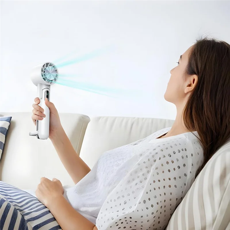 ABGR-مروحة صغيرة محمولة قابلة للطي ومروحة يد صغيرة قابلة للتعليق مع 5 سرعات مروحة محمولة هادئة للداخل