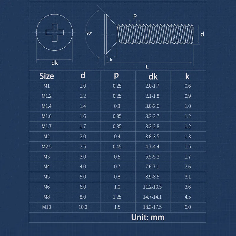 M5 M6 M8 Marine Grade A4-316 Stainless Steel Cross Recessed Countersunk Flat Head Screws 2-30Pc Anti-Corrosion Hardware Fittings