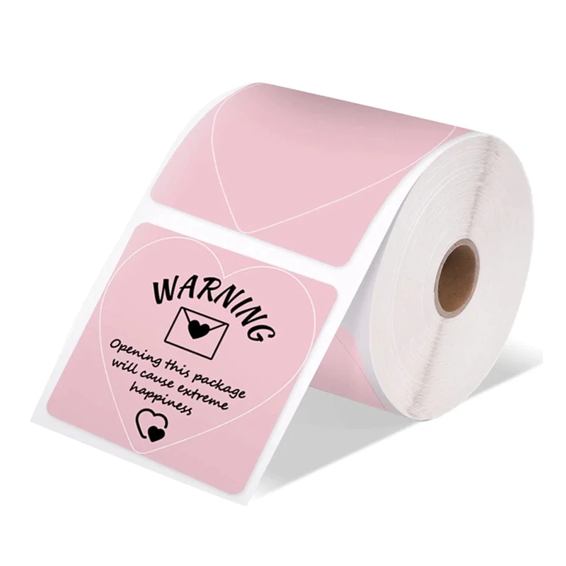 Shipping Label Printer Label Sticker Round Label Square Label DIY Logo Design Small Business 3X3 500Pcs Pink Durable Easy To Use