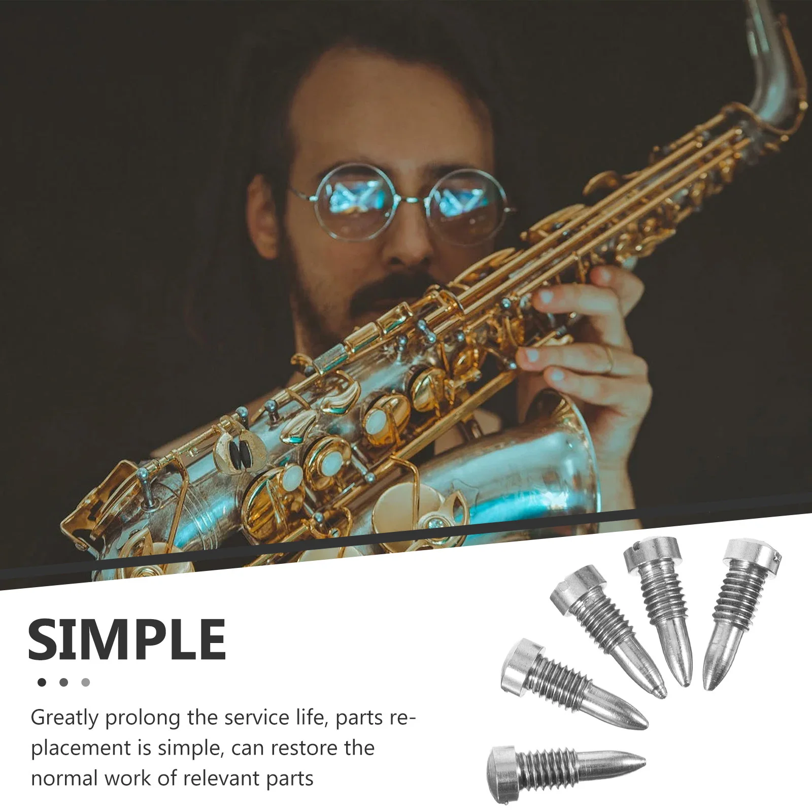 

5Pcs Upper Bass Saxophone Repair Kit High Hardness Tapered Nails for Wind Instrument Restoration Upper Bass Saxophone Repair Kit