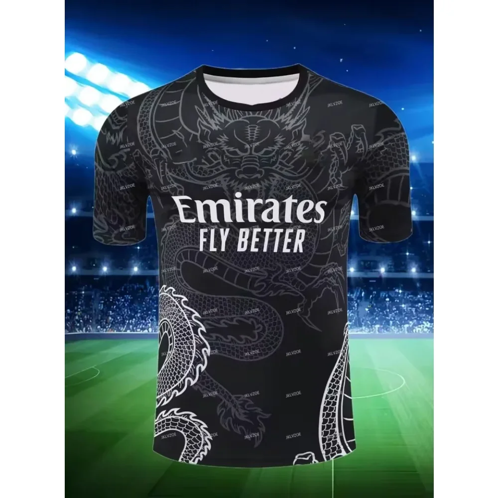 Nueva camiseta deportiva de manga corta de verano para hombre, camiseta de fútbol del Real Madrid, impresión 3d, camiseta seca rápida para hombre y mujer
