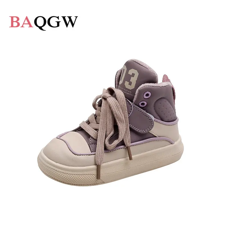 

Children's High Top Fashion Sports Shoes Kids Shoes for Girl Boys' Sneakers Outdoor Running Furry Board Shoes Autumn Hook & Loop