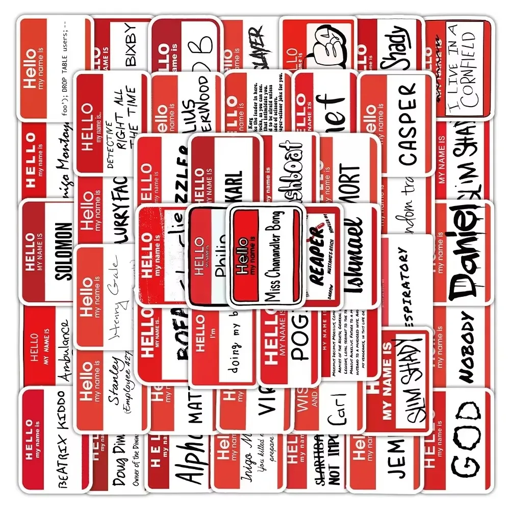 50 قطعة من ملصقات بطاقات الأسماء والحروف الإنجليزية المخصصة للزينة المقاومة للماء وثلاجة زجاجة مياه للأمتعة بنفسك