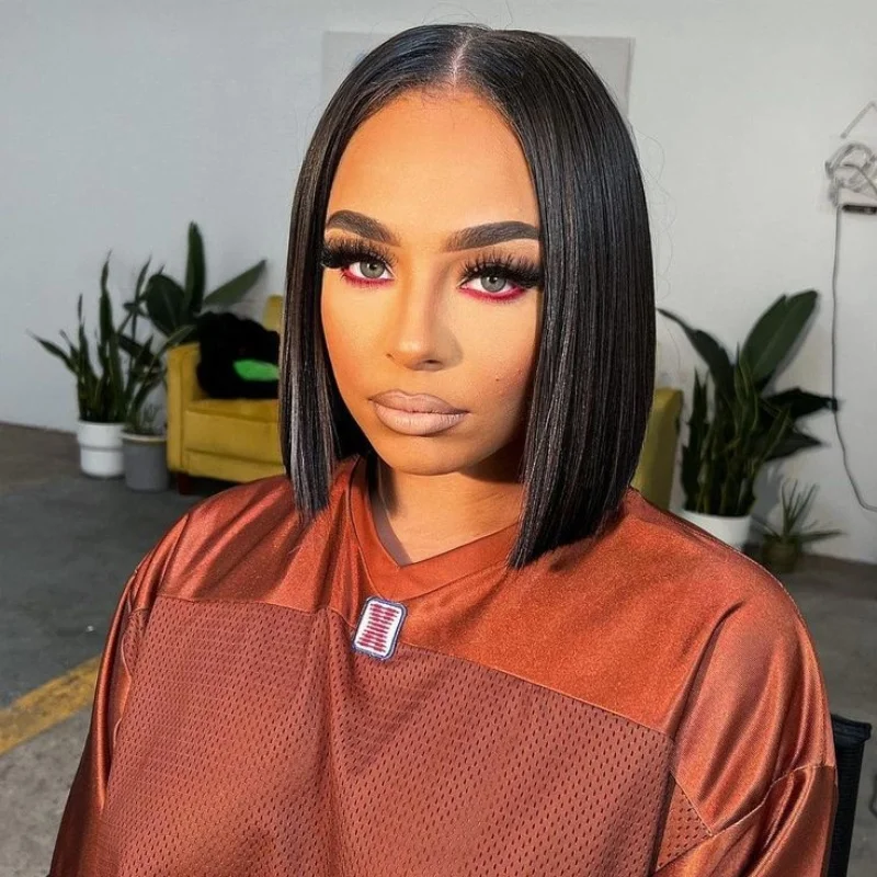 

8 INCH 13X4 Lace Front Wigs Short Bob Human Hair Wigs Pre Plucked With Baby Hair Straight 13x4 Transparent Lace Front Human Hair