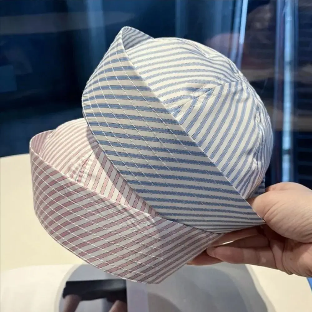 Sweet Y2K Stripe Sailor Hat Cute Solid Color Painter Hat Octagonal Polyester Beret Hat Summer