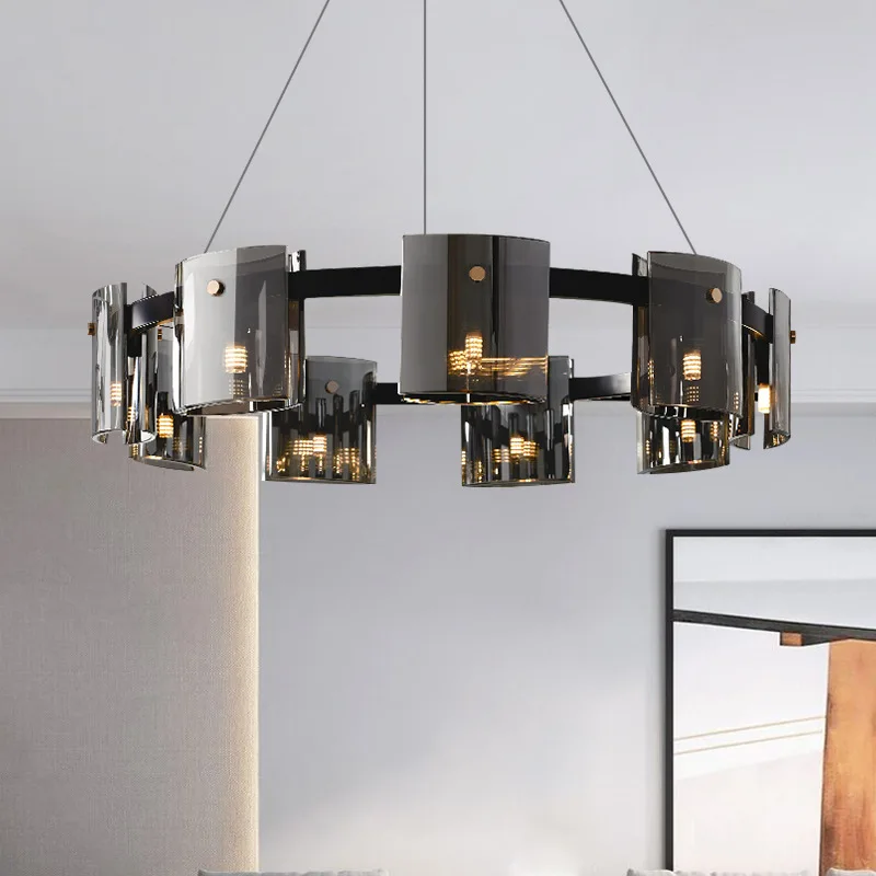 Modern High-grade Glass Pendant Light Indoor Design LED Hanging Lamp Decor Chandelier For Parlor Dining Hall Bedroom Kitchen Bar