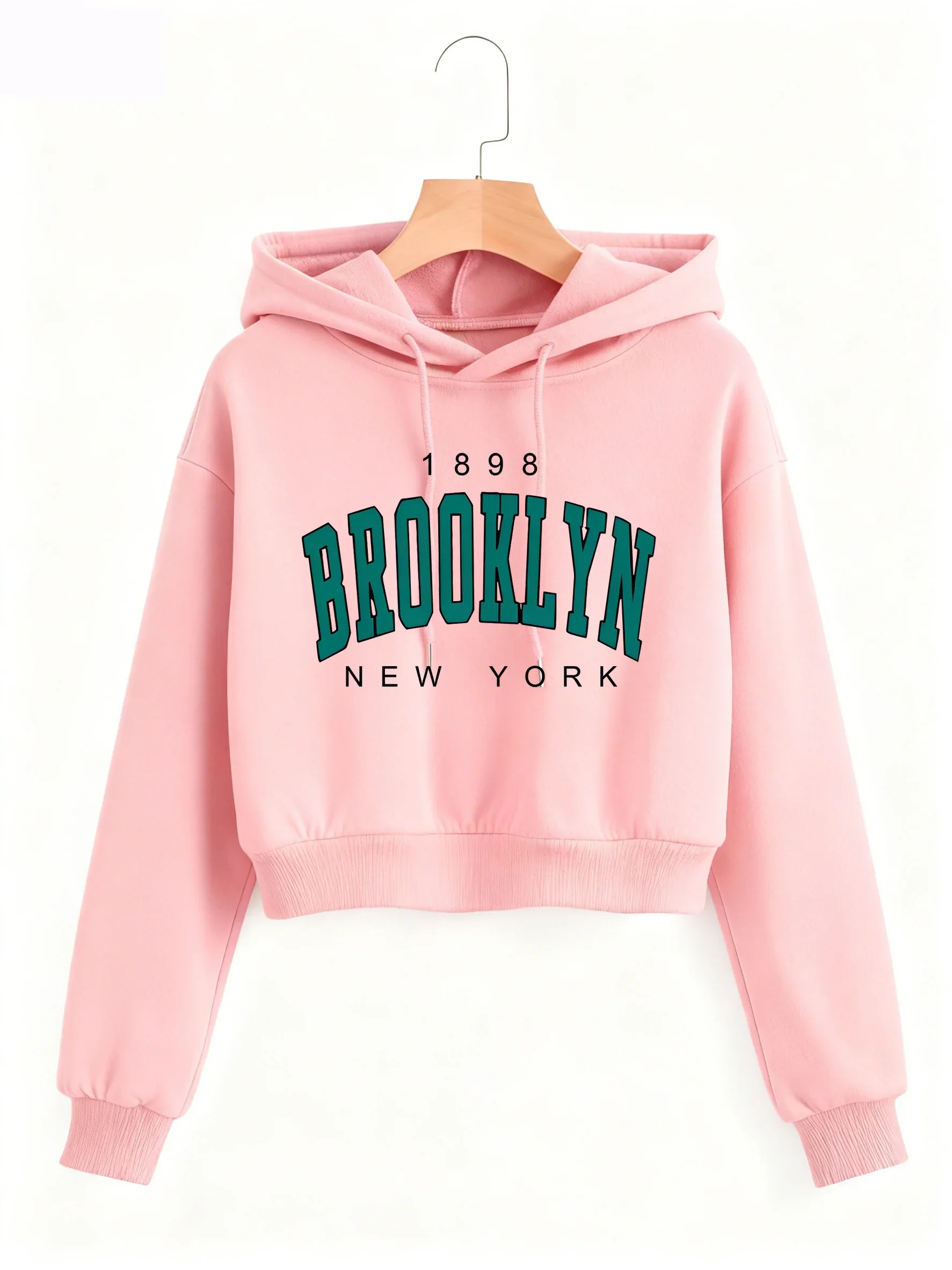 1898 BROOKLYN NEW YORK Sweatshirt Herbst Winter Kurzes Sweatshirt Crop Top Hoodie Y2k Sweatshirts Gothic Casual Style Kleidung – Detail 2