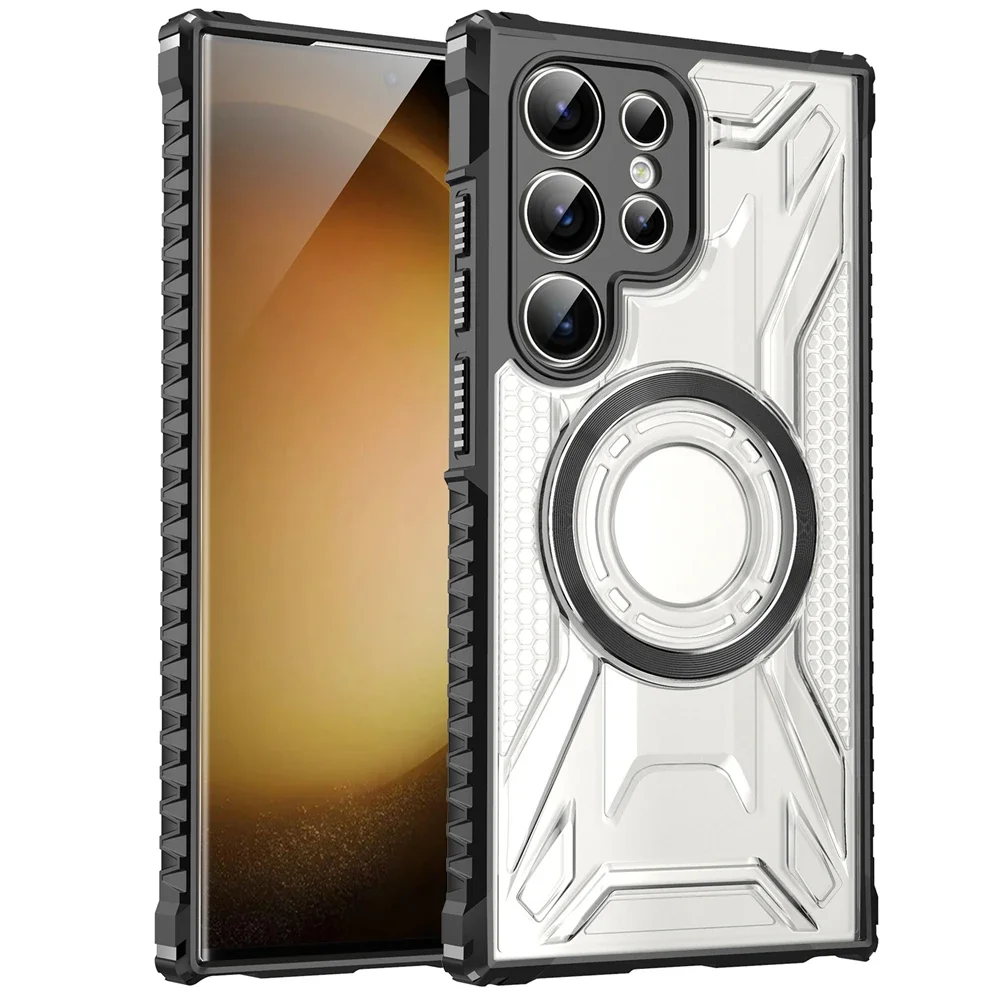 Luxuriöse stoßfeste Hybrid-Magnet-Hülle für Magsafe Samsung Galaxy S24 Ultra S23 Plus S21 S20 Fe Mac Safe Military Cover