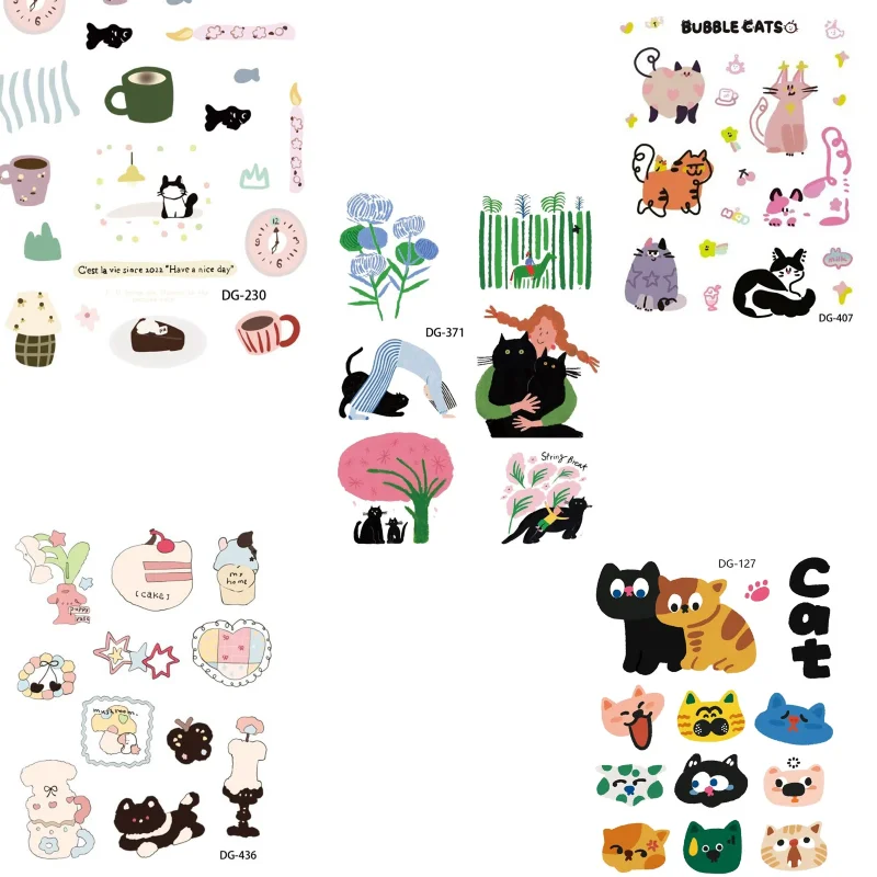 

1 лист INS милый черный кот 3D эпоксидная смола мультфильм желейная наклейка прозрачные наклейки DIY чехлы для телефонов украшение для ноутбука и планшета