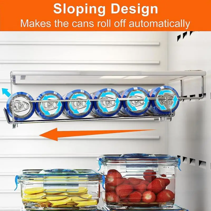 Organizzatore di bevande per frigorifero Organizzatore automatico di bevande Soda Can Organizer Rack Portaoggetti per lattine in acciaio inossidabile per la casa