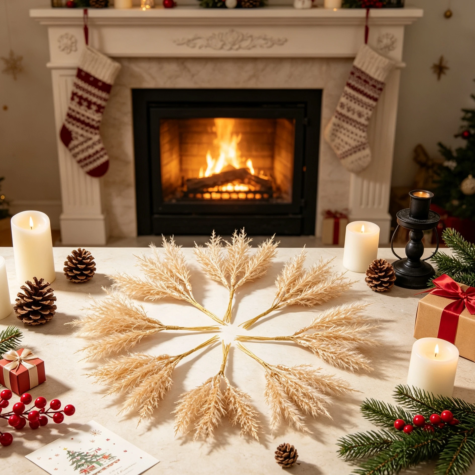 Christmas Wreath Fake - 3/6pcs Artificial Plant Golden Silvery Fake