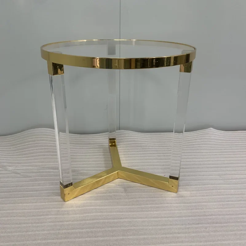 Modern light luxury acrylic stainless ste el three-way edge ta ble/so ft decoration d esign/villa/model