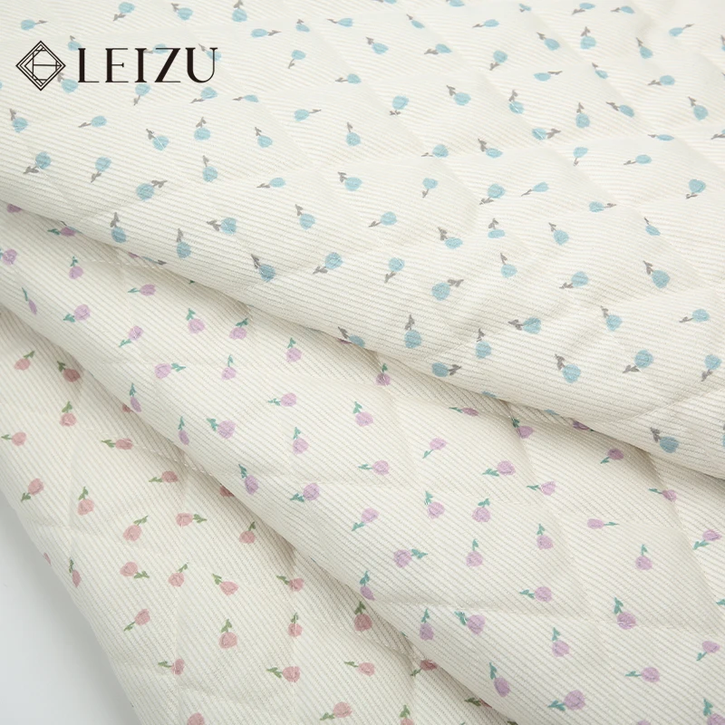 

0.5m/1m/2m Quilted Fabric Clip Cotton Small Floral Print for Warm Jackets Bags Coats Bedding Pillows Handmade DIY Sewing Fabric