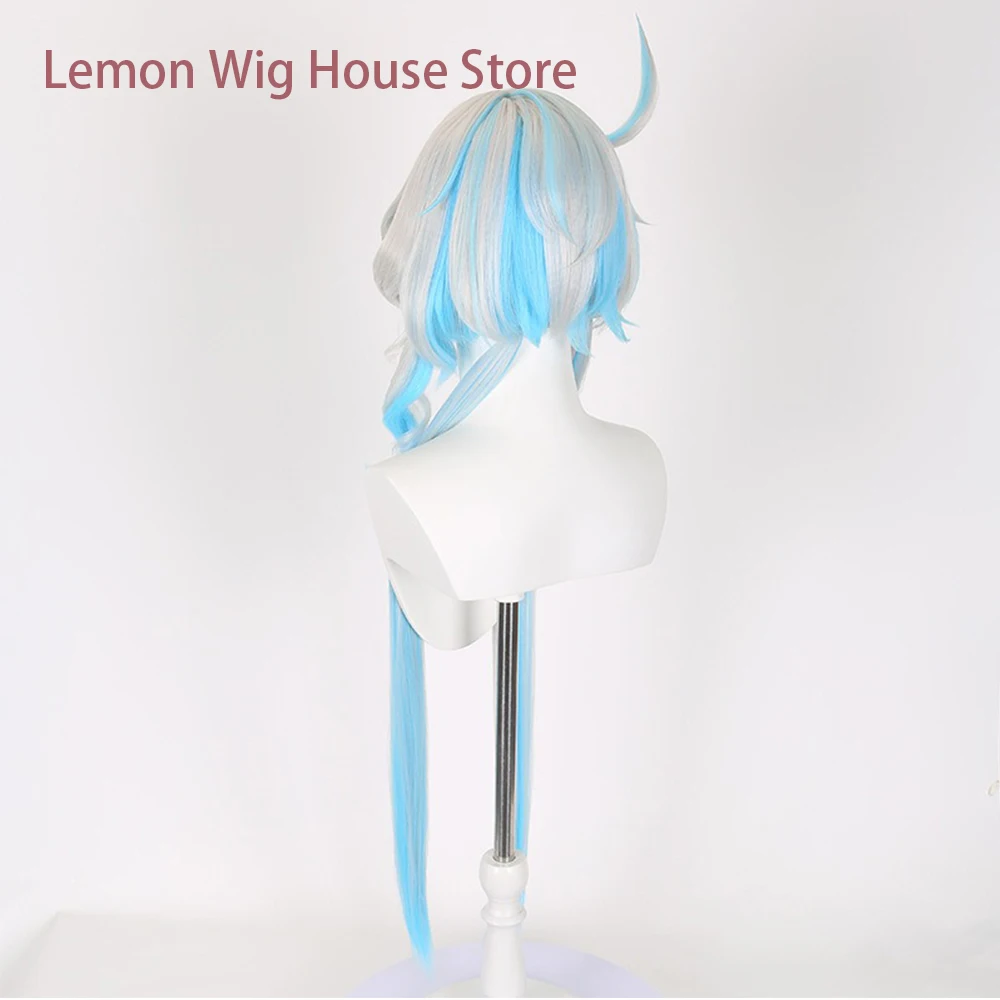 Picture 6: Focalors Cosplay Wig Furina Wig Adult Unisex Anime Wigs Halloween Props Xmas Gift  Long Straight Synthetic Wig Heat Resistant