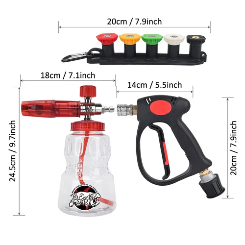 Kit de pistola de agua para lavadora a presión, conector de manguera de limpieza de coche para boquillas de conector rápido Karcher Nilfisk Parkside Bosch