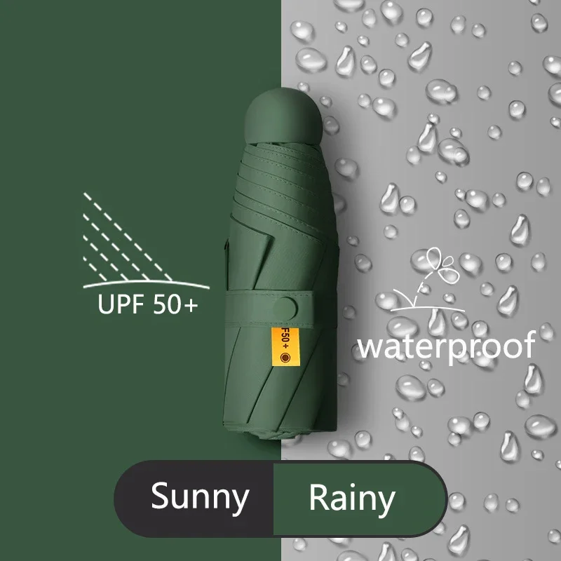 Guarda-chuva Cápsula Anti-UV Mini, Bolso Pequeno Proteção Solar e Parasol Ultravioleta