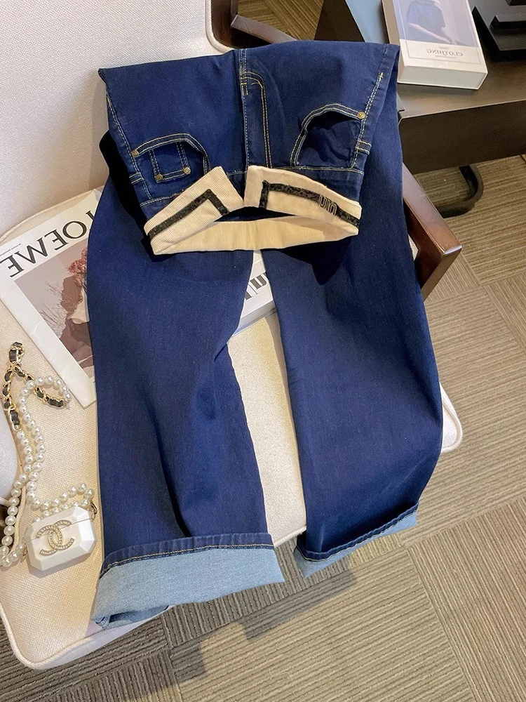 

Американские ретро цветные джинсы с высокой талией и прямыми штанинами, весна-осень, модные универсальные широкие брюки для ленивых