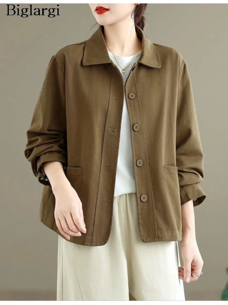 

Осеннее новое пальто большого размера, женское клетчатое лоскутное пальто с принтом, модные женские укороченные куртки, свободные женские пальто с длинными рукавами