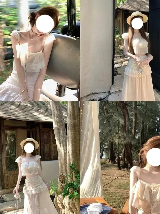 Spring 2026 Women's Lace Top High Waist Pleated Skirt Two-Piece Set Fashionable Anti-Wrinkle Short Sleeve Open Cardigan