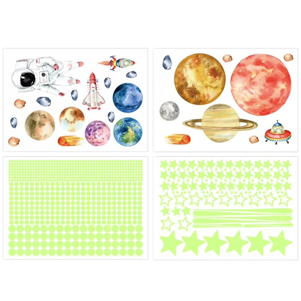 

849Pcs Fluorescent Wall Stickers Glowing Stars Planets Dots DIY Decor Stickers Luminous PVC Ceiling Stickers for Kids Room