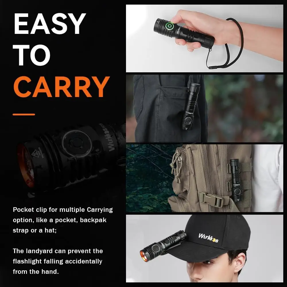 Wurkkos FC13S EDC Torch 18650 Rechargeable Lamp Powerful Flashlight 2500LM XHP50.2 LED Work Light IP68 Camping Outdoor Lighting