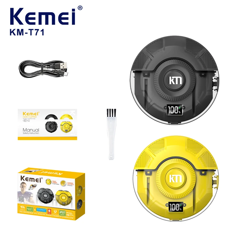 

kemei T71 IPX7 waterproof men's mini electric shaver, portable dual head shaver with digital display, Type-C rechargeable