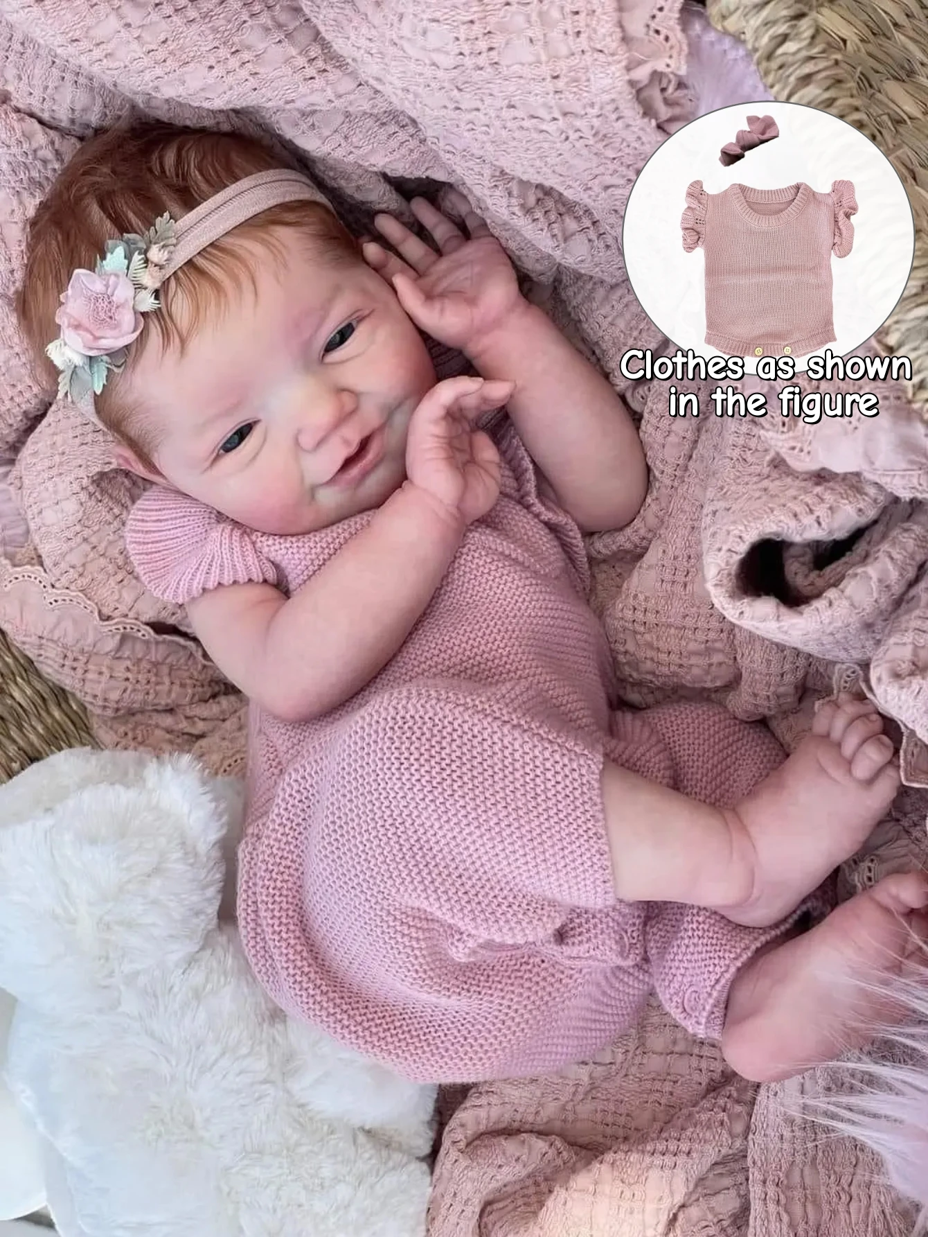 Cuddly Silicone Reborn Baby Girl，18 inch Open Eyes Simulated Newborn Doll，Hand Rooted Hair Toys For Gifts and Decor