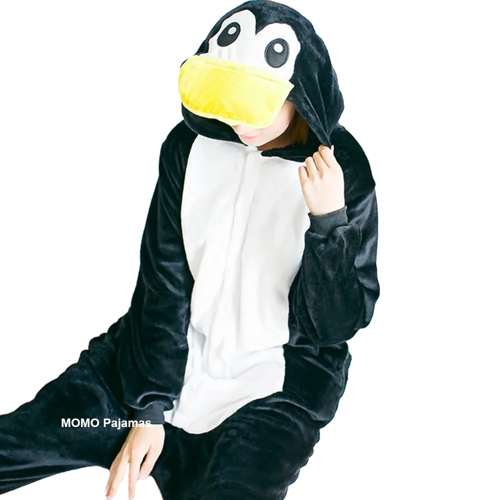 Adult Penguin Pajamas One Piece Jumpsuits Halloween Christmas Cosplay Penguin Costume Animal Homewear Sleepwear for Women Men