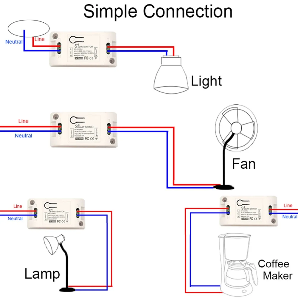 Wireless Light Switches RF 433 Mhz  Remote on Off Switch Controller Relay Ac220v 10A Smart Home Control Ceiling Lamp LED Fan