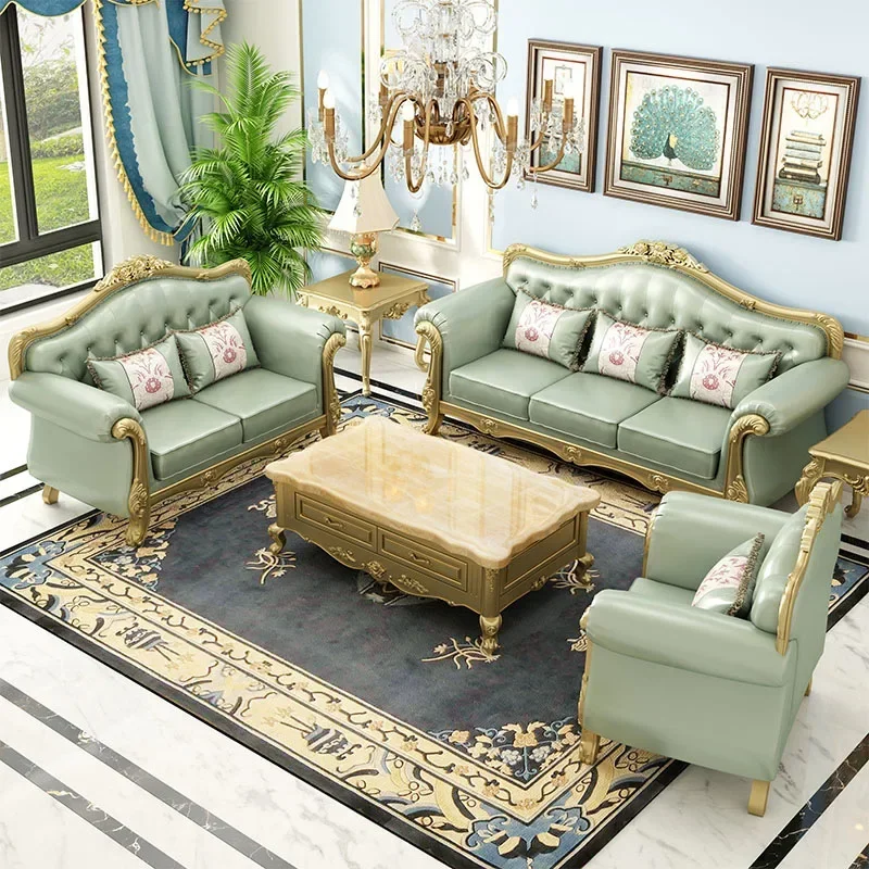 y14-Sofa combo for large and small units luxurious living room ebony high-end light luxury American solid wood carved furniture