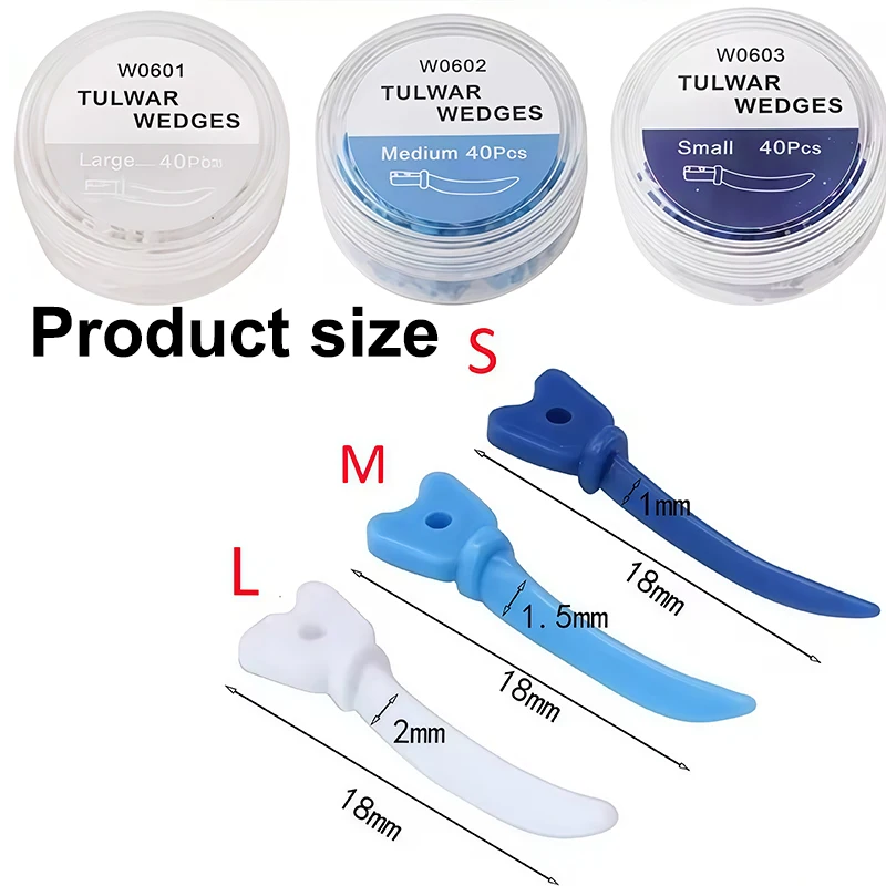 40Pcs/Box Dental Tulwar Wedges Refill WedgeS/M/LFor Sectional Matrix System Disposable Plastic Wedges With Hole  Dentistry Tools