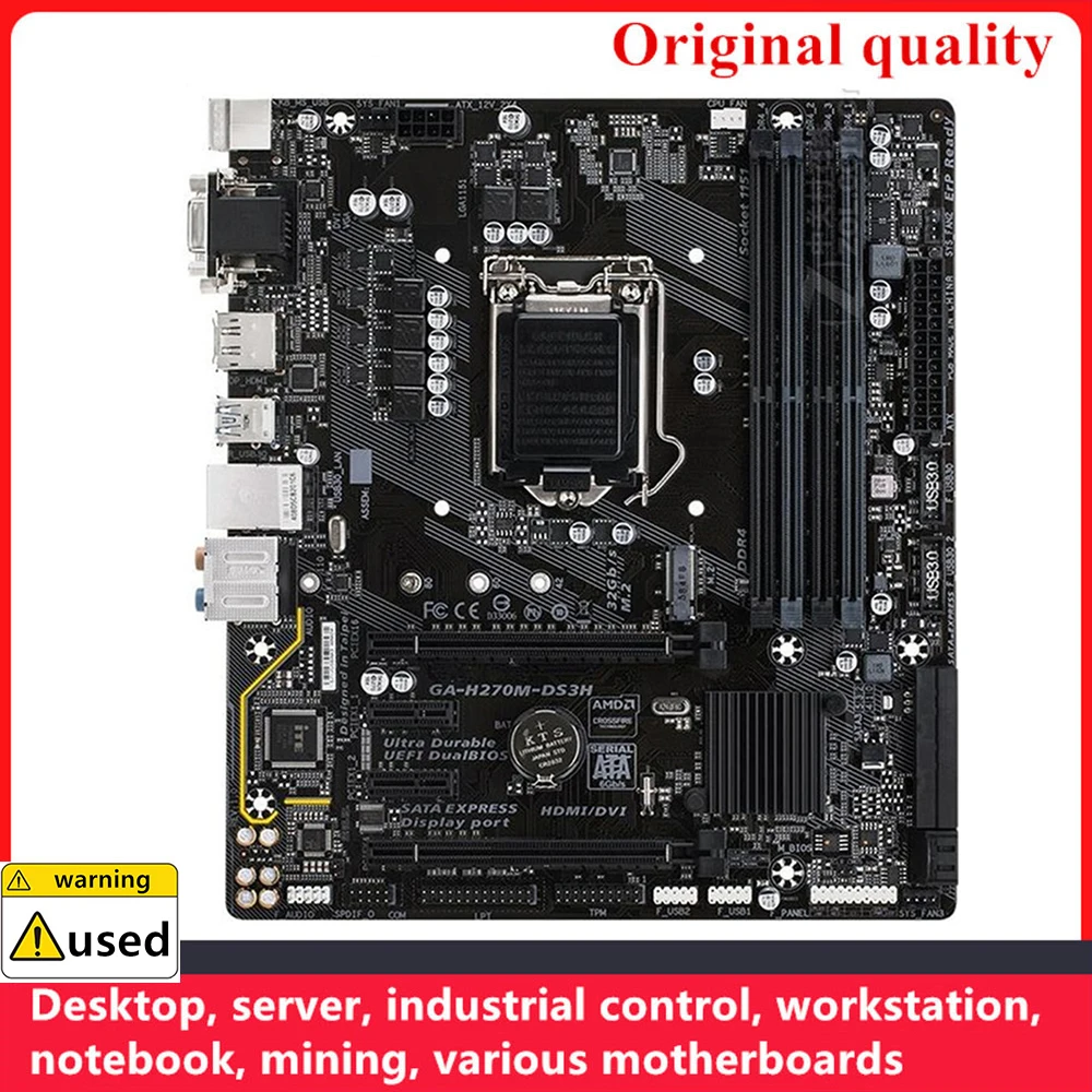 

For GA-H270M-DS3H H270M-DS3H Motherboards LGA 1151 DDR4 64GB M-ATX For Intel H270 Desktop Mainboard M.2 NVME SATA III USB3.0