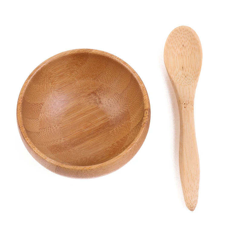 Bamboo Facial Mask Bowl With Spoon Face Cream Bowl Eye Cream Bowl Makeup Cosmetic Wooden Mask Refillacle Bottle Bowl