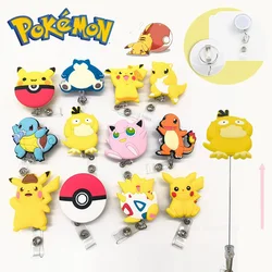 Pokemon Pikachu Psyduck Cartoon Retractable ID Lanyard Cute Badge Reel Name Tag Card Holder Clip Doctor Nurse Credential Holder