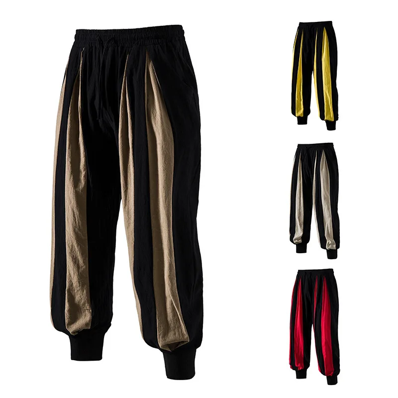 Men-Retro-Harem-Bloomers-Pants-Color-Block-Cotton-Linen-Trousers-Breathable-Loose-Streetwear-Casual-Jogger-Pants-For-Spring-Summ