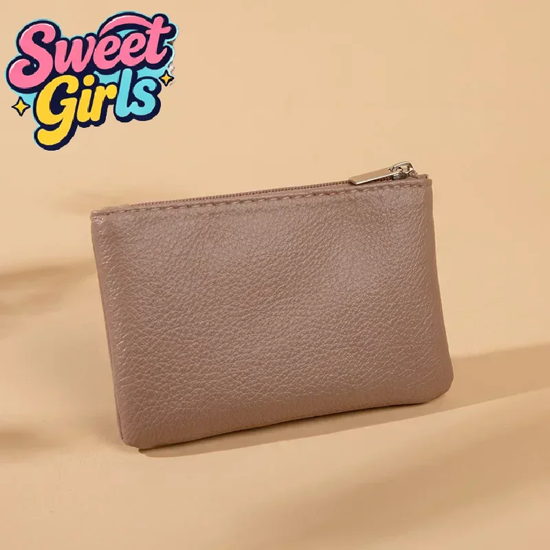 PU Leather Coin Purse Retro Litchi Pattern Zipper Pouch Mini Change Purses Unisex Solid Wallets Card Holder Small Storage Bag
