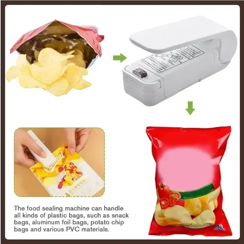 

Mini Heat Bag Packaging Sealer Portable Plastic Bag Clip Sealing Machine Food Storage Seal Snack Sealing Kitchen Gadgets