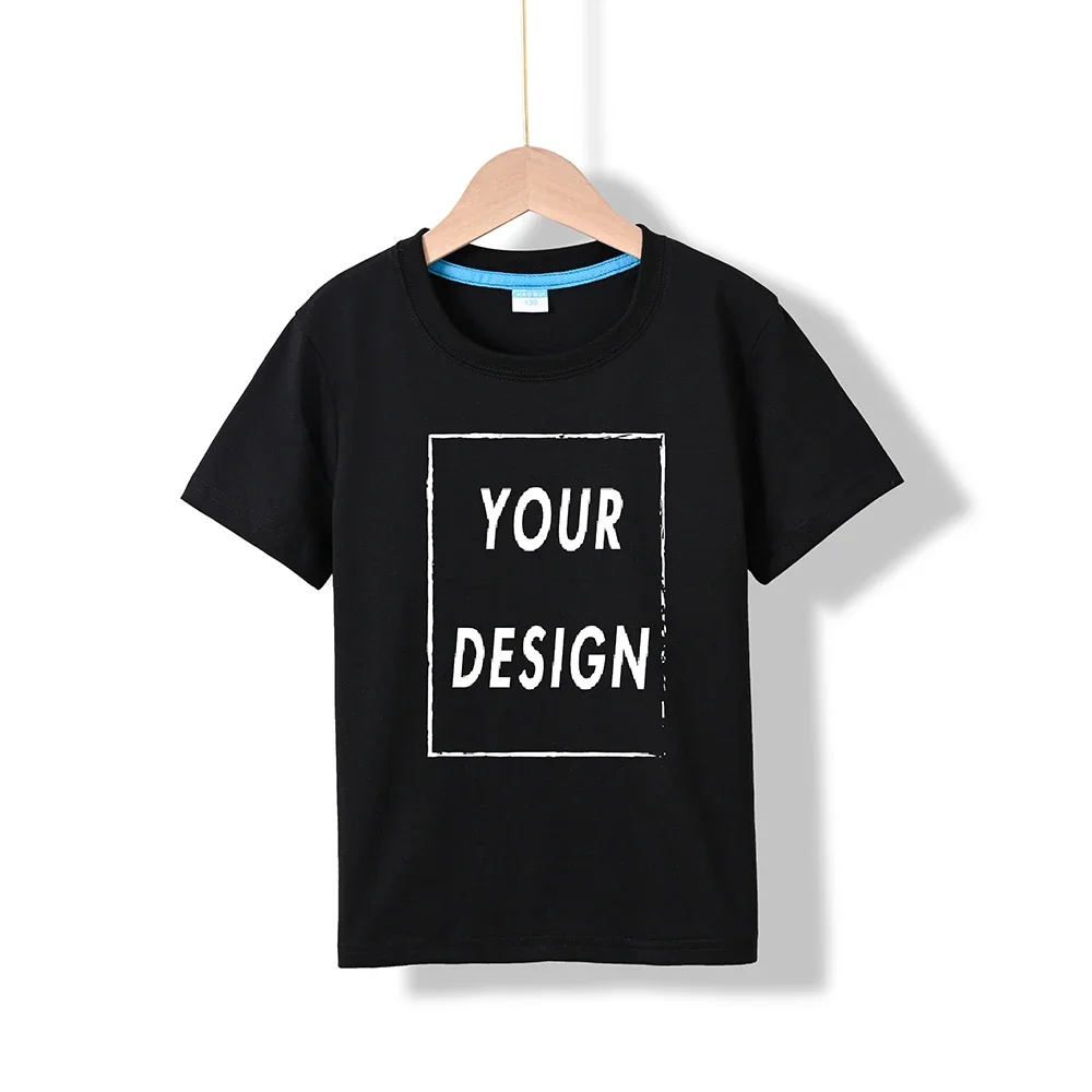 2025 Free Customized Front and Rear Logo Children's Cotton T-shirt, the Best Gift for Boys and Girls